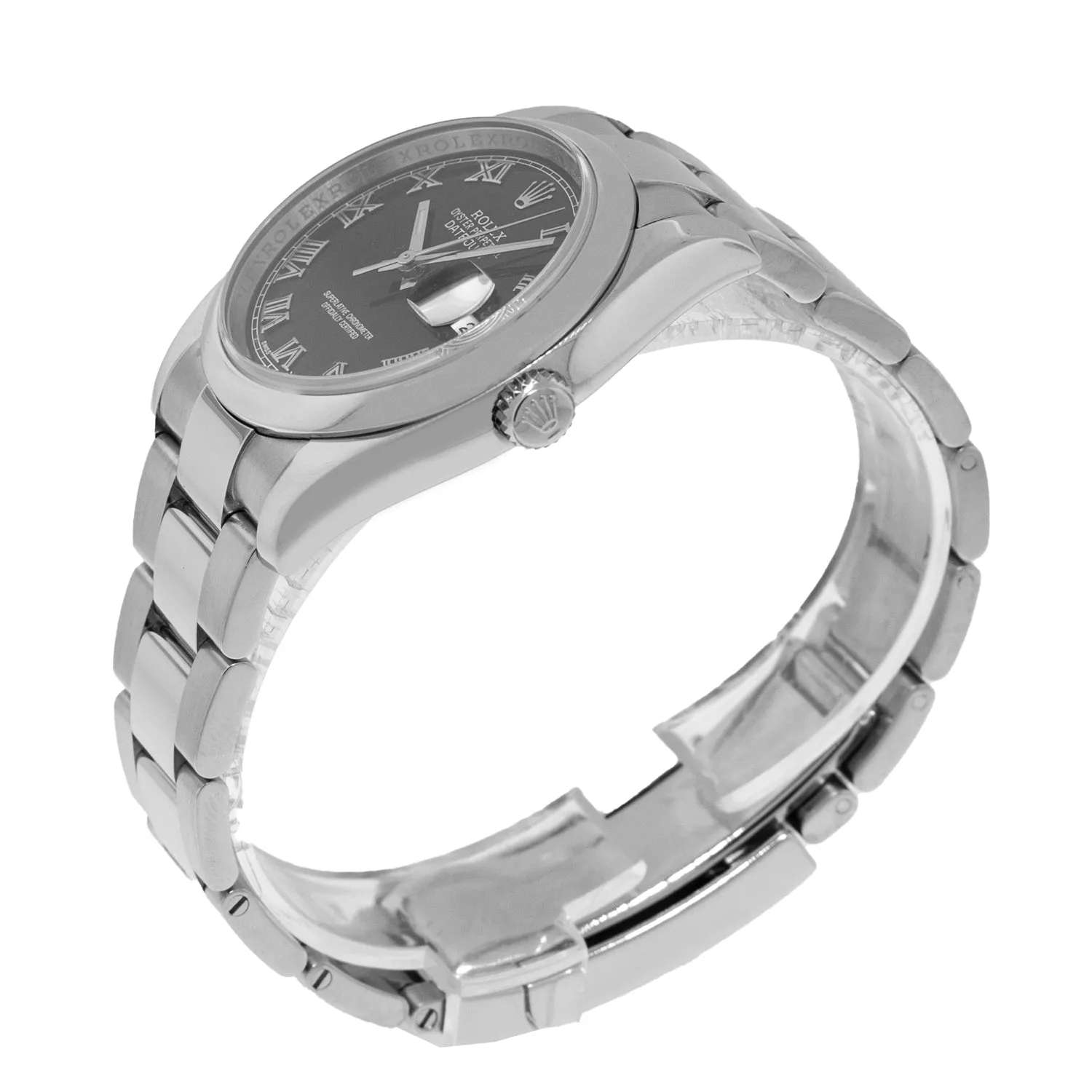 Rolex Datejust 36mm Stainless Steel Black Roman Dial & Domed Bezel 116200