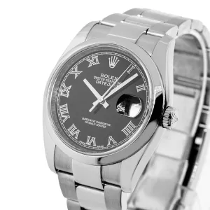 Rolex Datejust 36mm Stainless Steel Black Roman Dial & Domed Bezel 116200