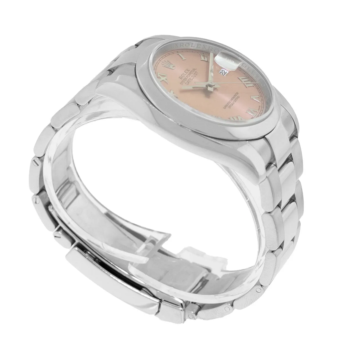 Rolex Datejust 36mm Stainless Steel Salmon Roman Dial Smooth Bezel 116200