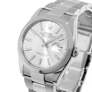Rolex Datejust 36mm Stainless Steel Silver Index Dial & Smooth Bezel 126200