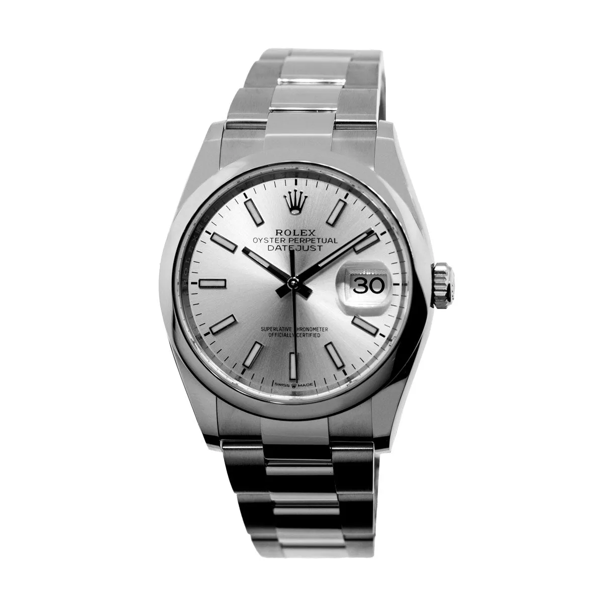 Rolex Datejust 36mm Stainless Steel Silver Index Dial & Smooth Bezel 126200