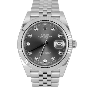 Rolex DateJust 41 Fluted 18k White Gold DIA Rhodium 41mm Jubilee 126334 Watch