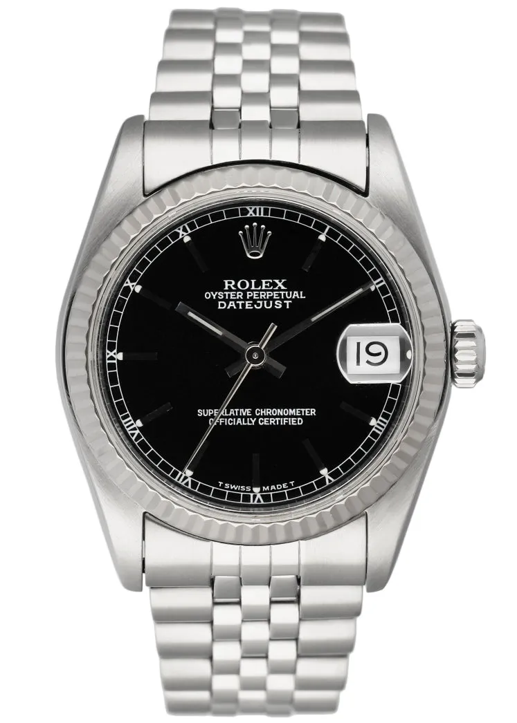 Rolex Datejust 68274 Black Dial Midsize Ladies Watch