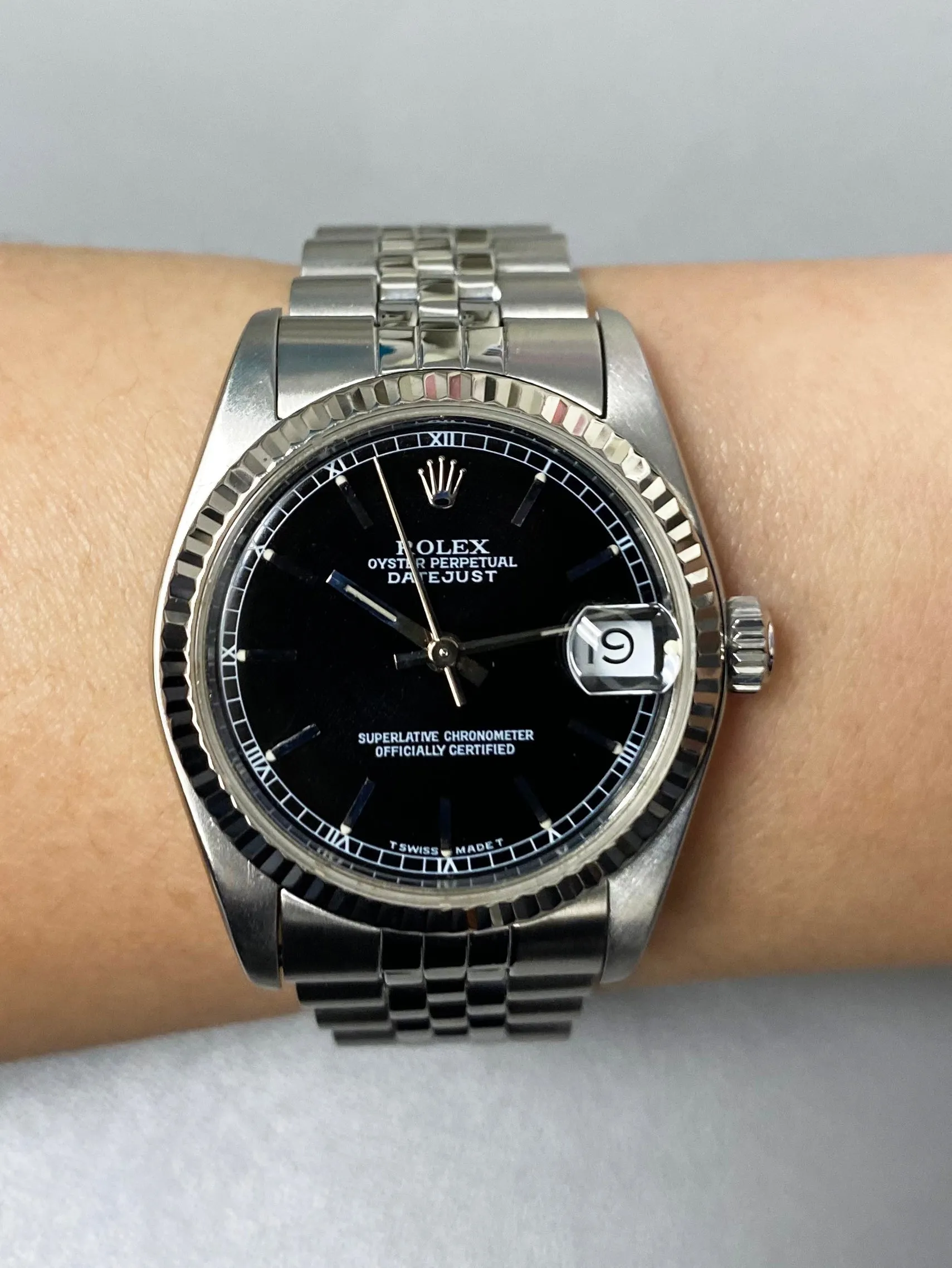 Rolex Datejust 68274 Black Dial Midsize Ladies Watch