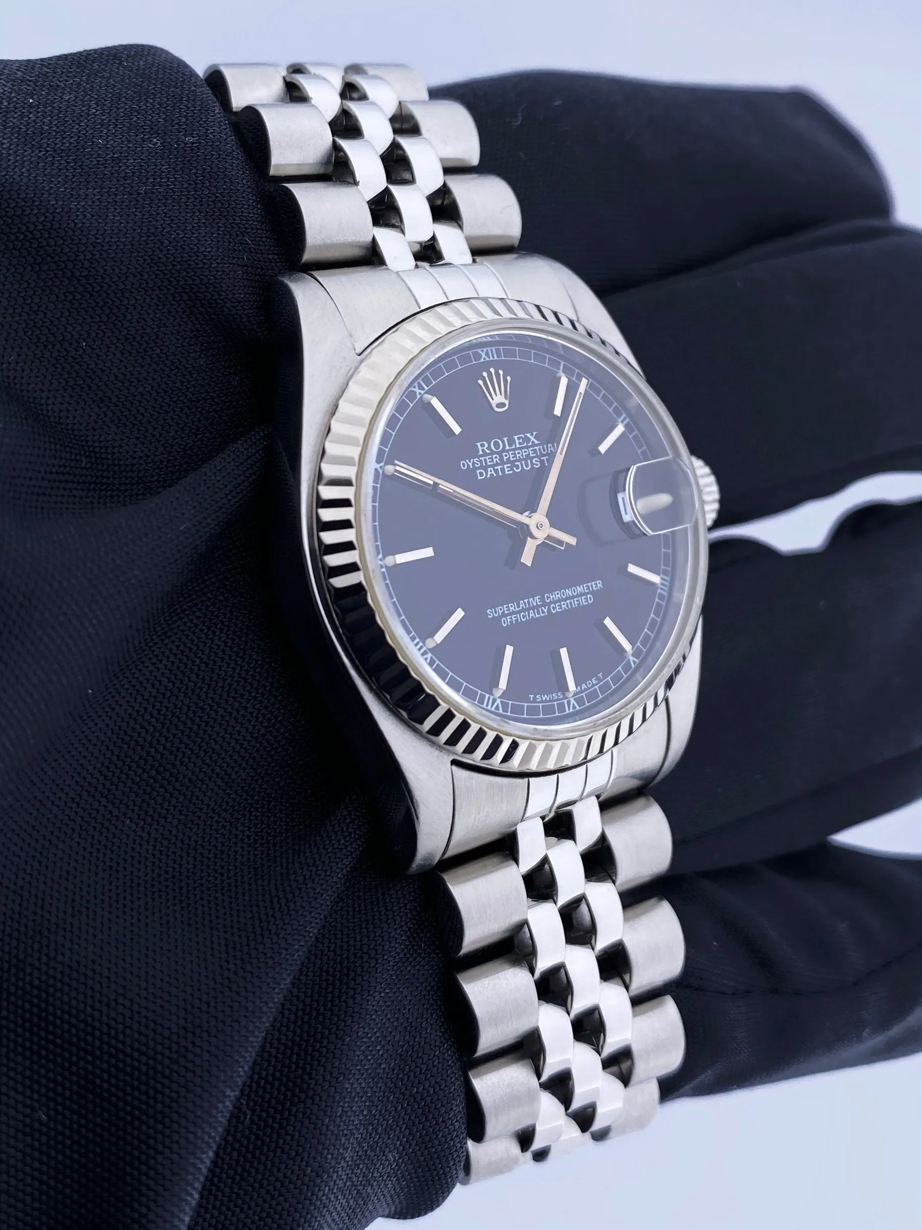 Rolex Datejust 68274 Black Dial Midsize Ladies Watch