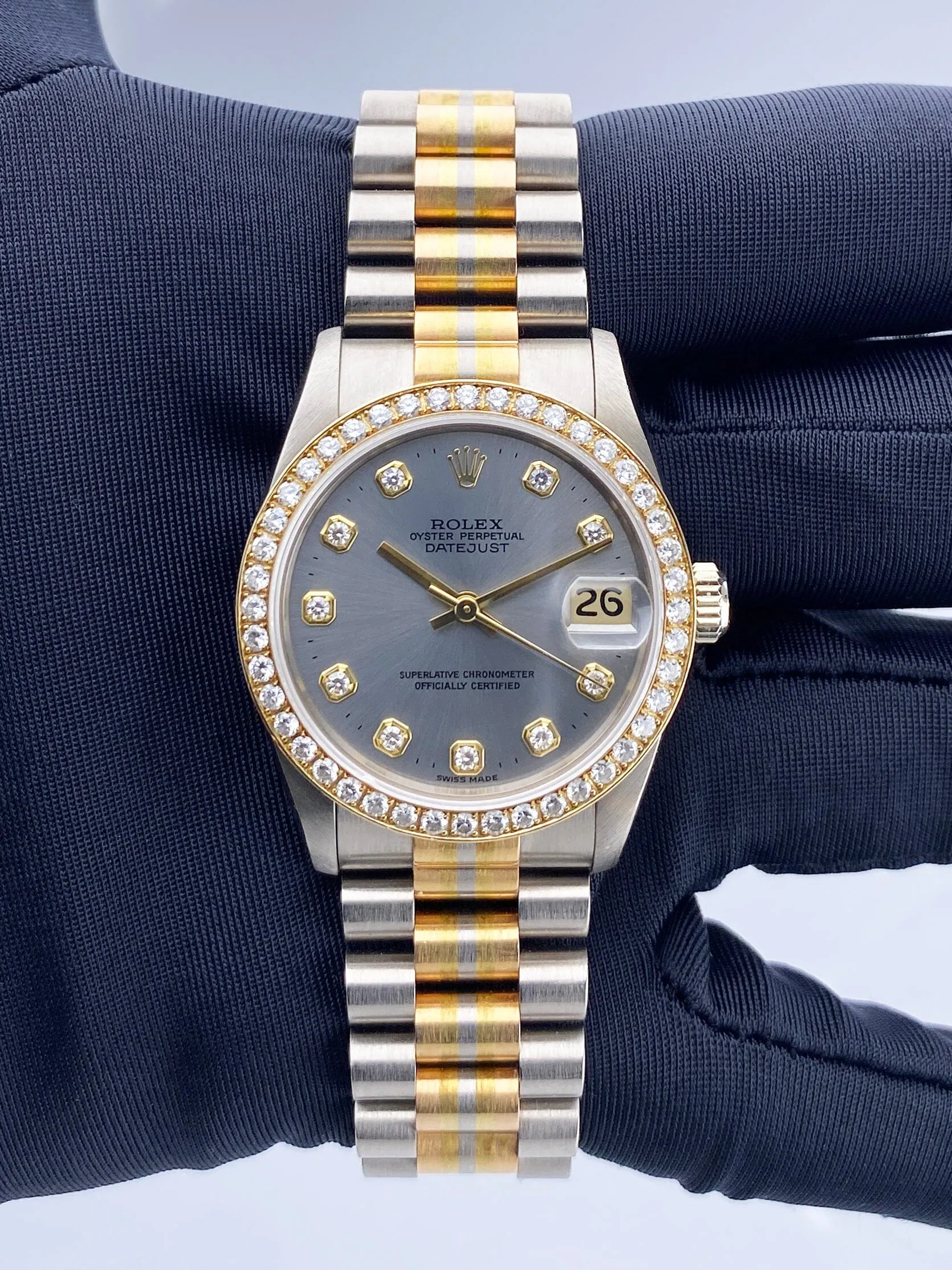 Rolex Datejust 68289 Tridor Midsize Diamond Gray Dial Ladies Watch