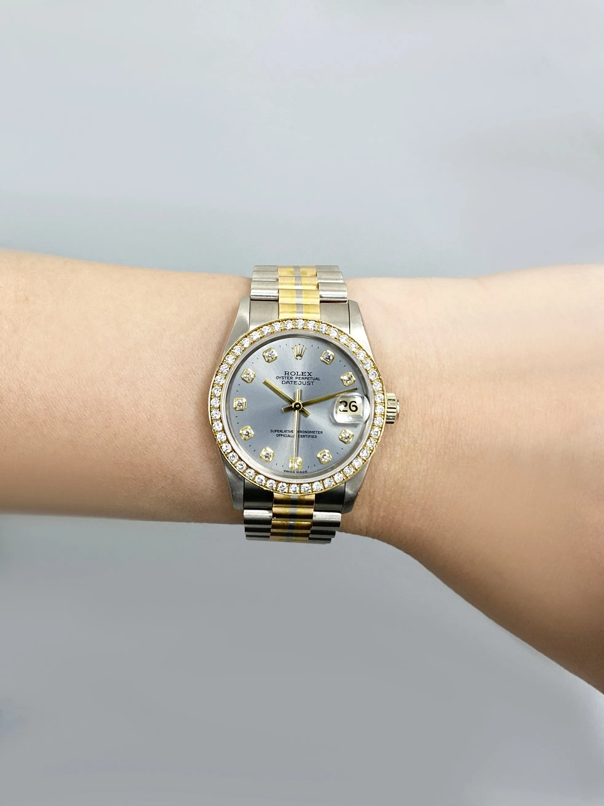 Rolex Datejust 68289 Tridor Midsize Diamond Gray Dial Ladies Watch