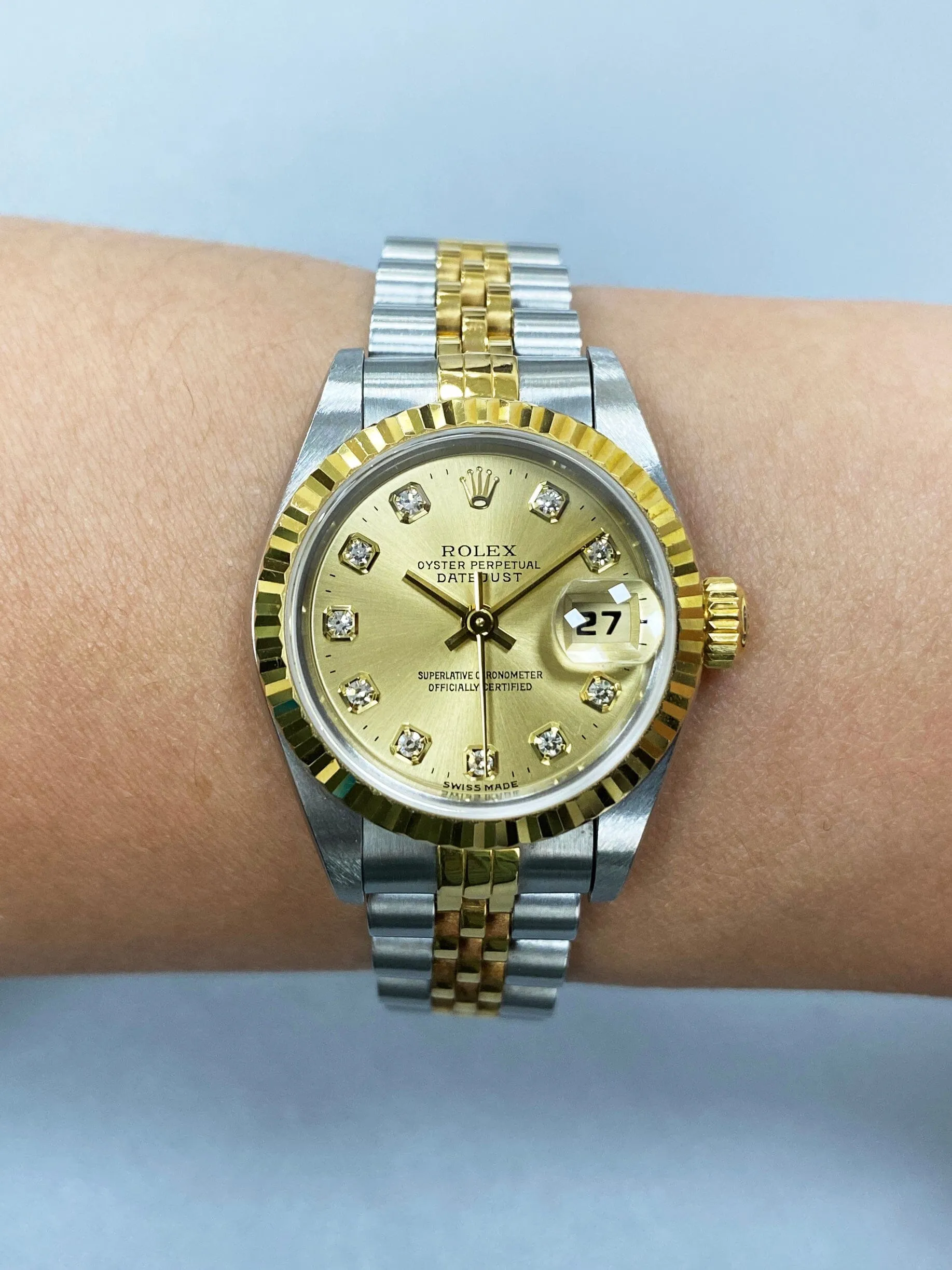 Rolex Datejust 69173 Diamond Dial Ladies Watch Box & Papers