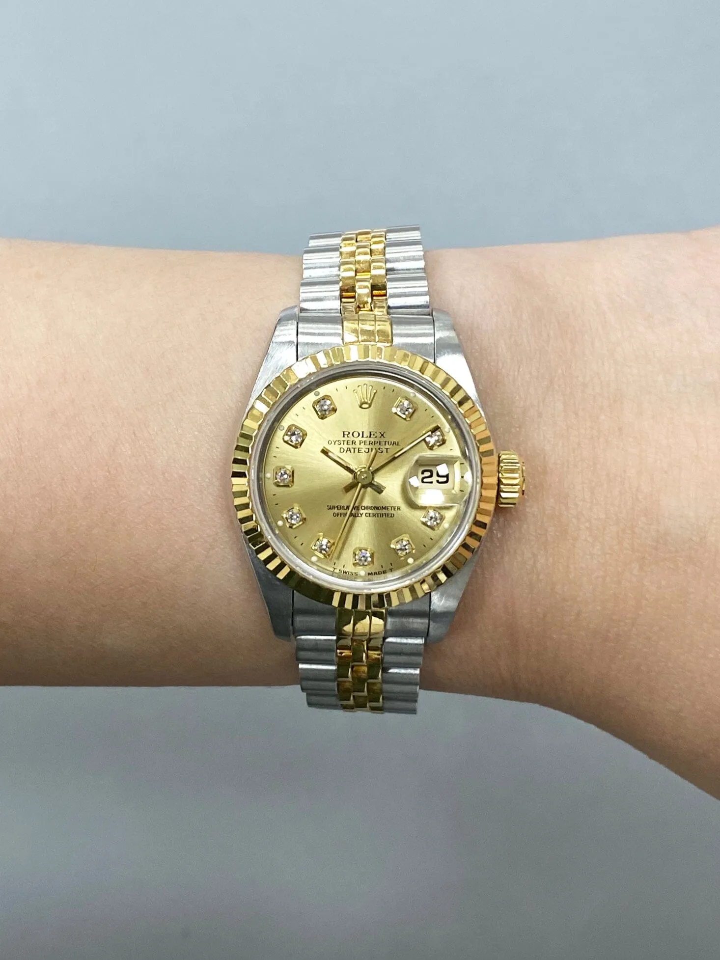 Rolex Datejust 69173 Diamond Dial Ladies Watch Box Papers