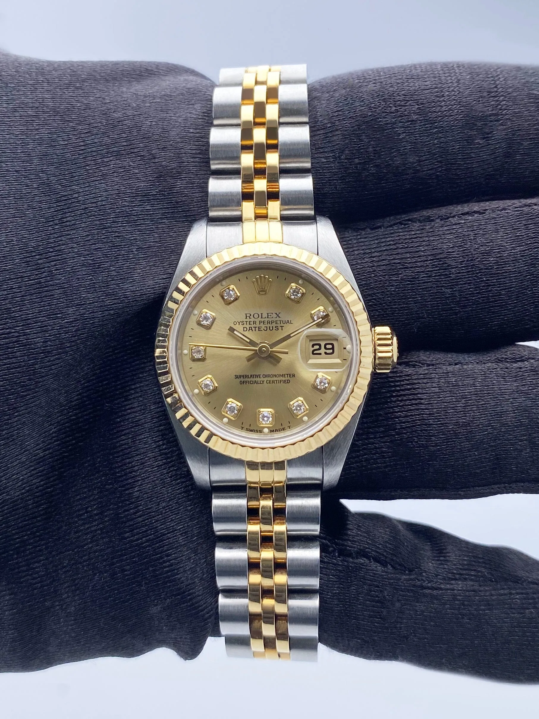 Rolex Datejust 69173 Diamond Dial Ladies Watch Box Papers