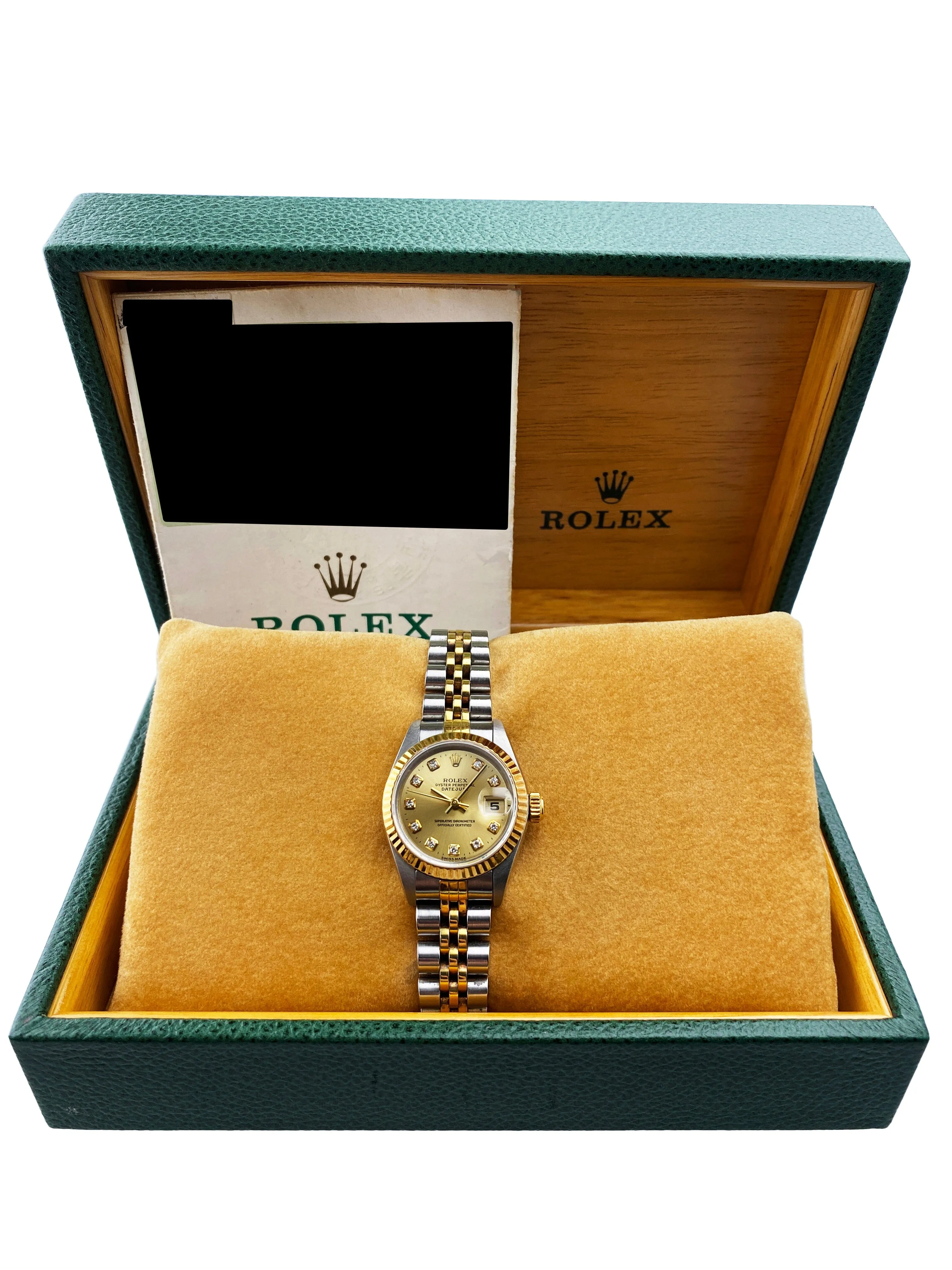Rolex Datejust 69173 Diamond Dial Ladies Watch Box Papers