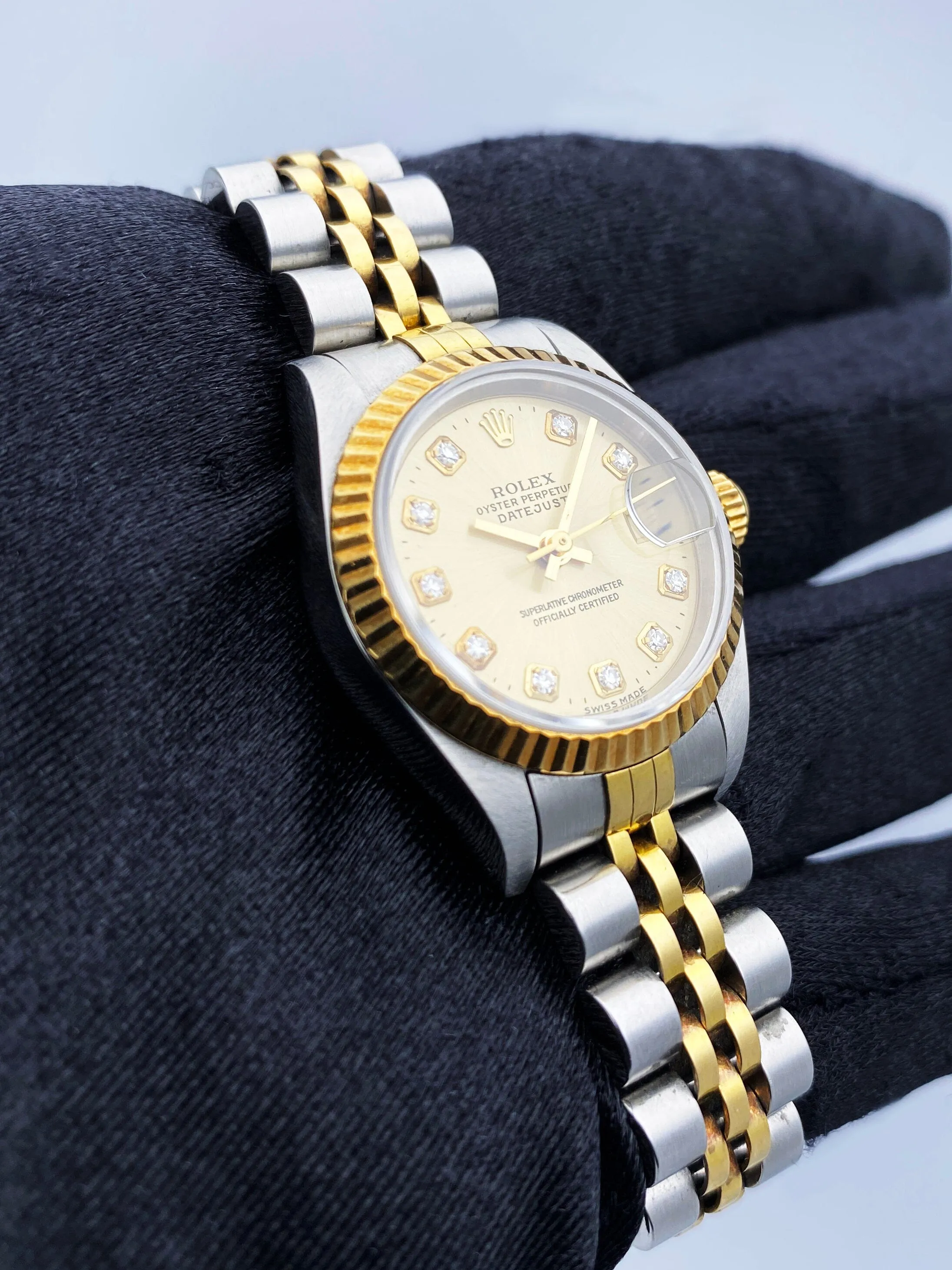 Rolex Datejust 69173 Diamond Dial Ladies Watch Box Papers