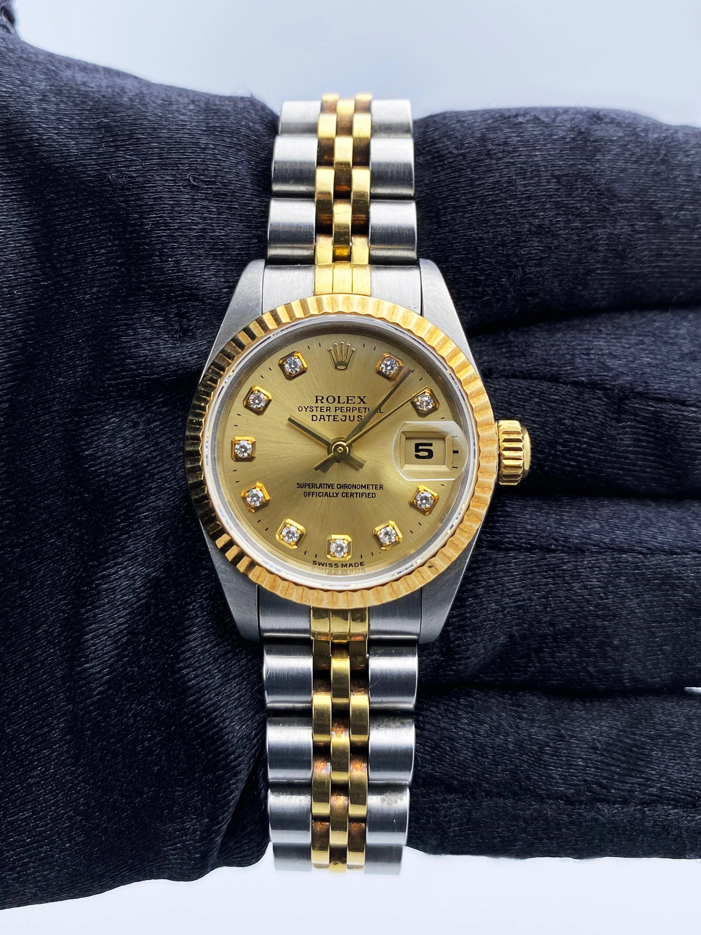 Rolex Datejust 69173 Diamond Dial Ladies Watch Box Papers