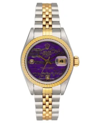 Rolex Datejust 69173 Diamond Sugalite Dial Ladies Watch Box Papers