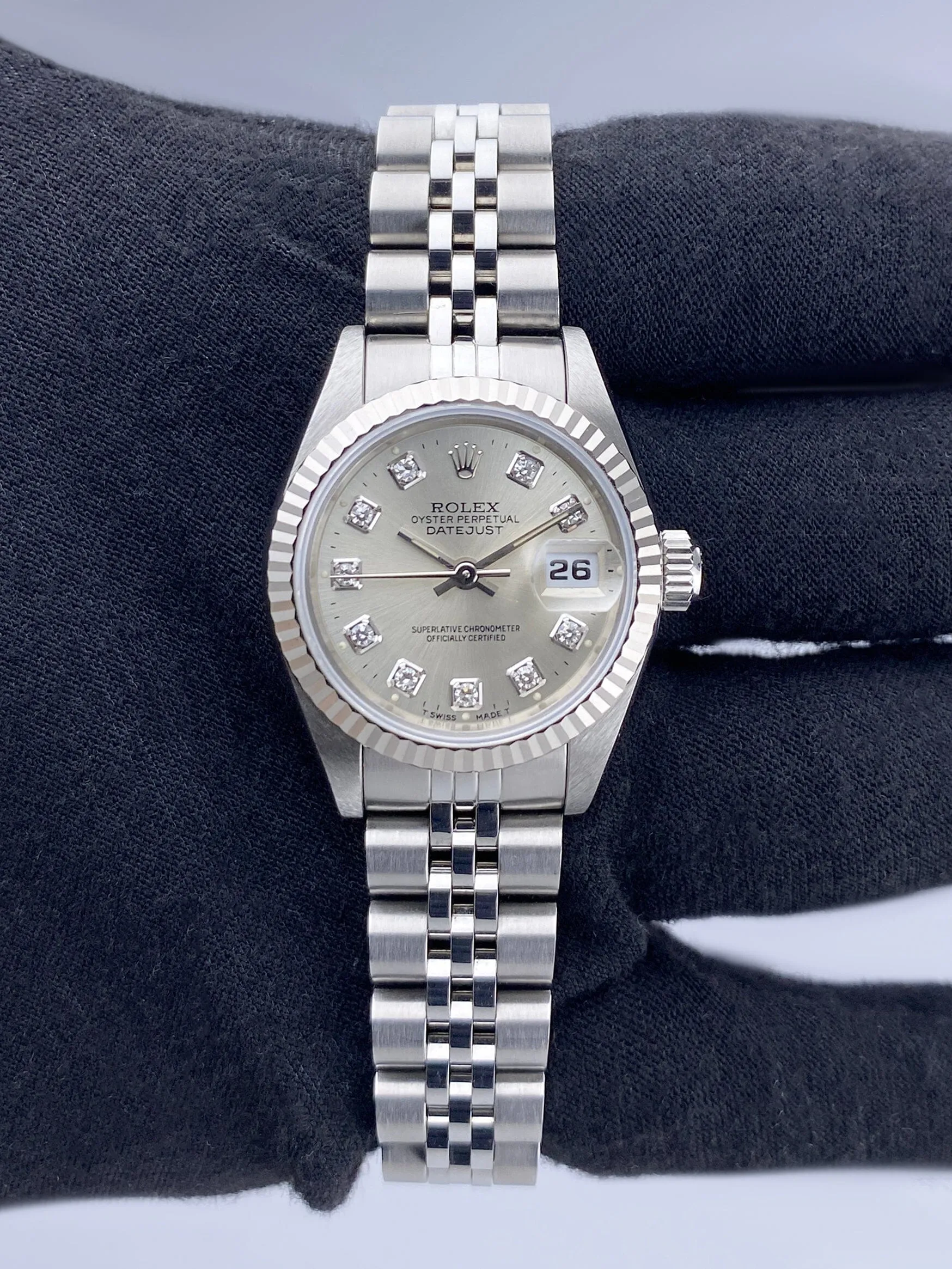 Rolex Datejust 69174 Diamond Sliver Dial Ladies Watch