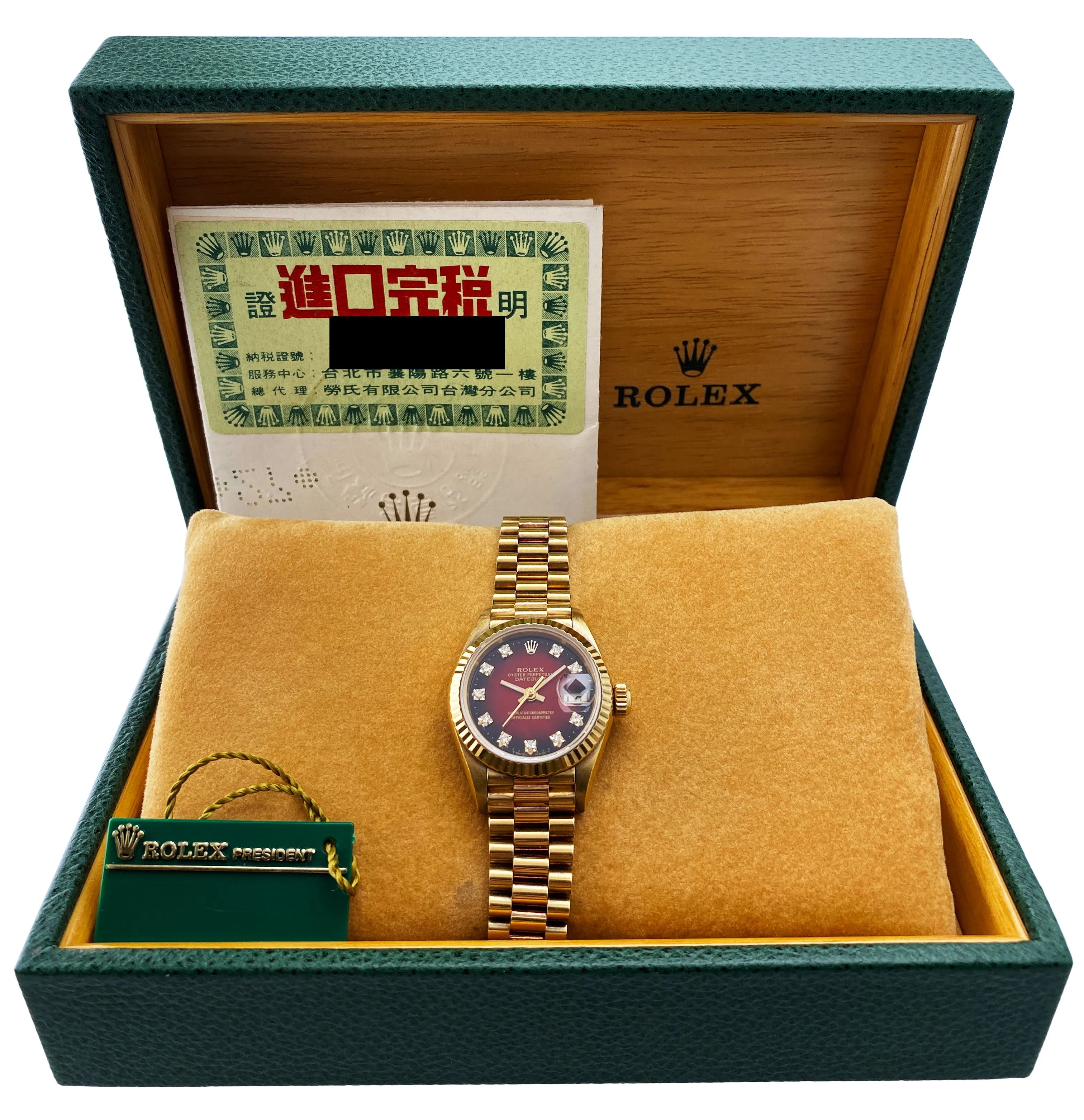 Rolex Datejust 69178 Red Dial Ladies Watch Box Papers