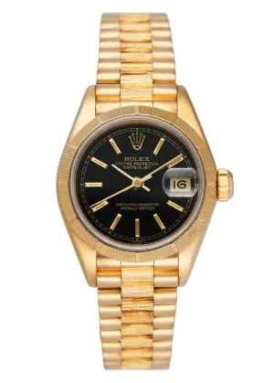 Rolex Datejust 69278 Linen Black Dial Bark Finish Ladies Watch