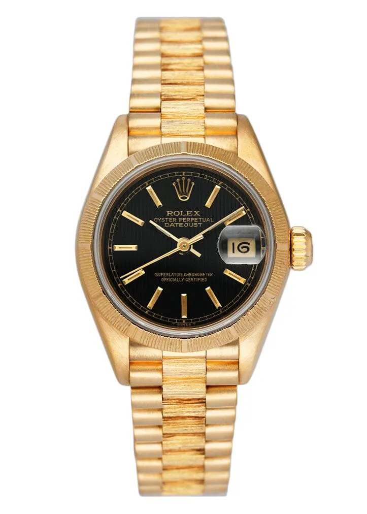 Rolex Datejust 69278 Linen Black Dial Bark Finish Ladies Watch