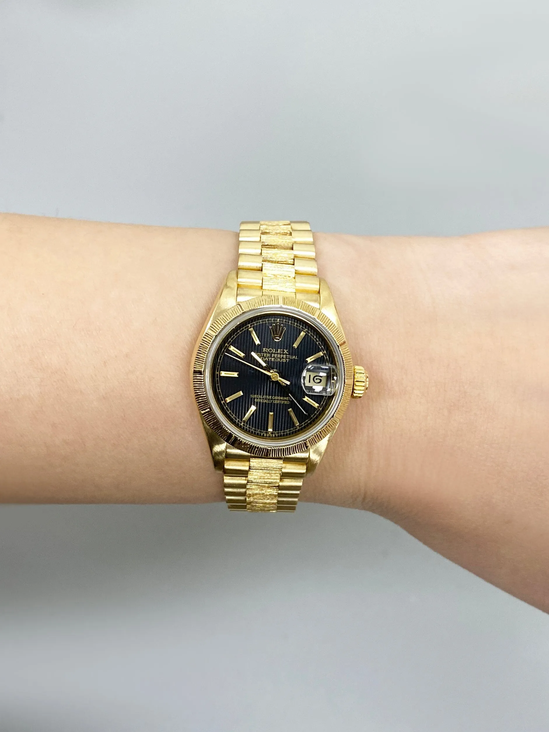 Rolex Datejust 69278 Linen Black Dial Bark Finish Ladies Watch