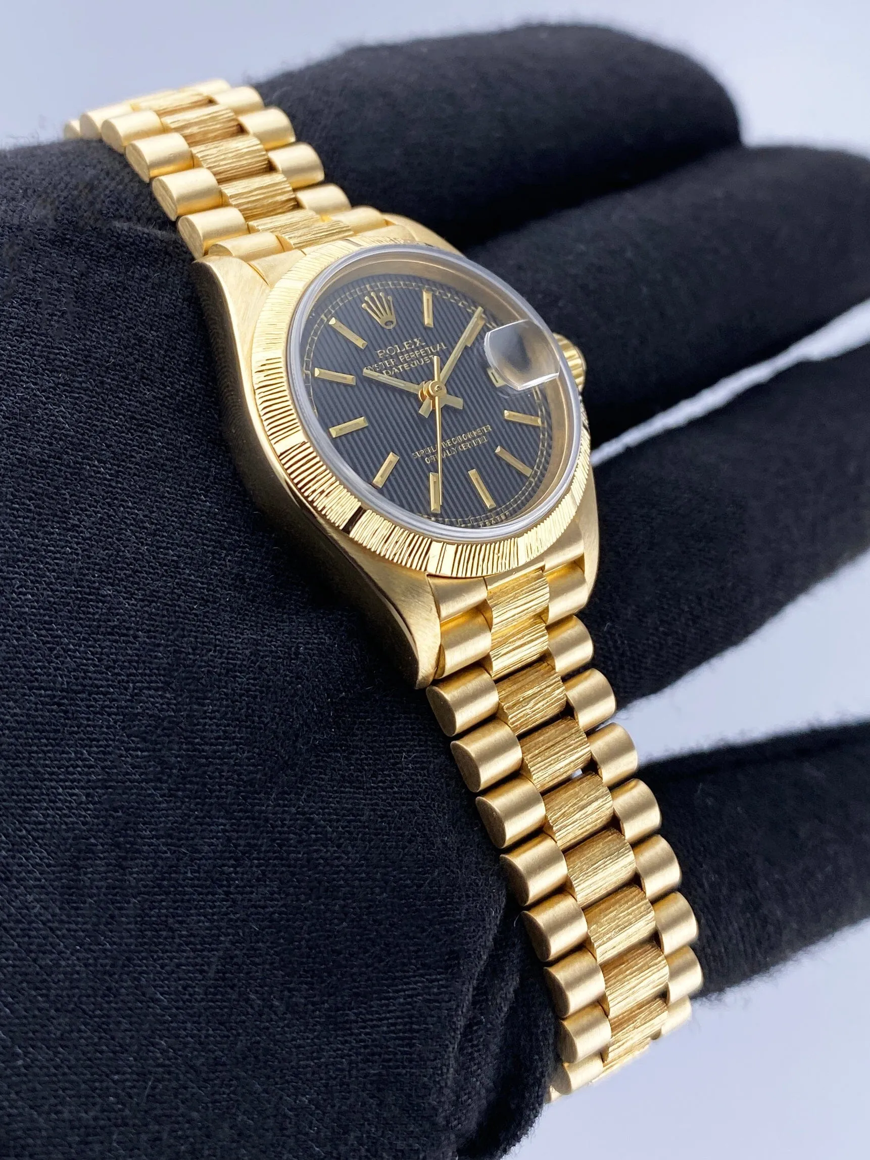 Rolex Datejust 69278 Linen Black Dial Bark Finish Ladies Watch