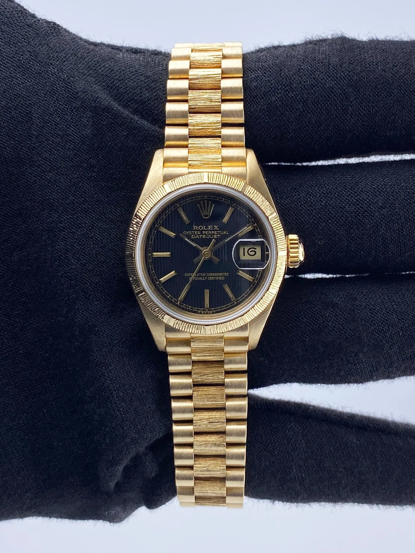 Rolex Datejust 69278 Linen Black Dial Bark Finish Ladies Watch