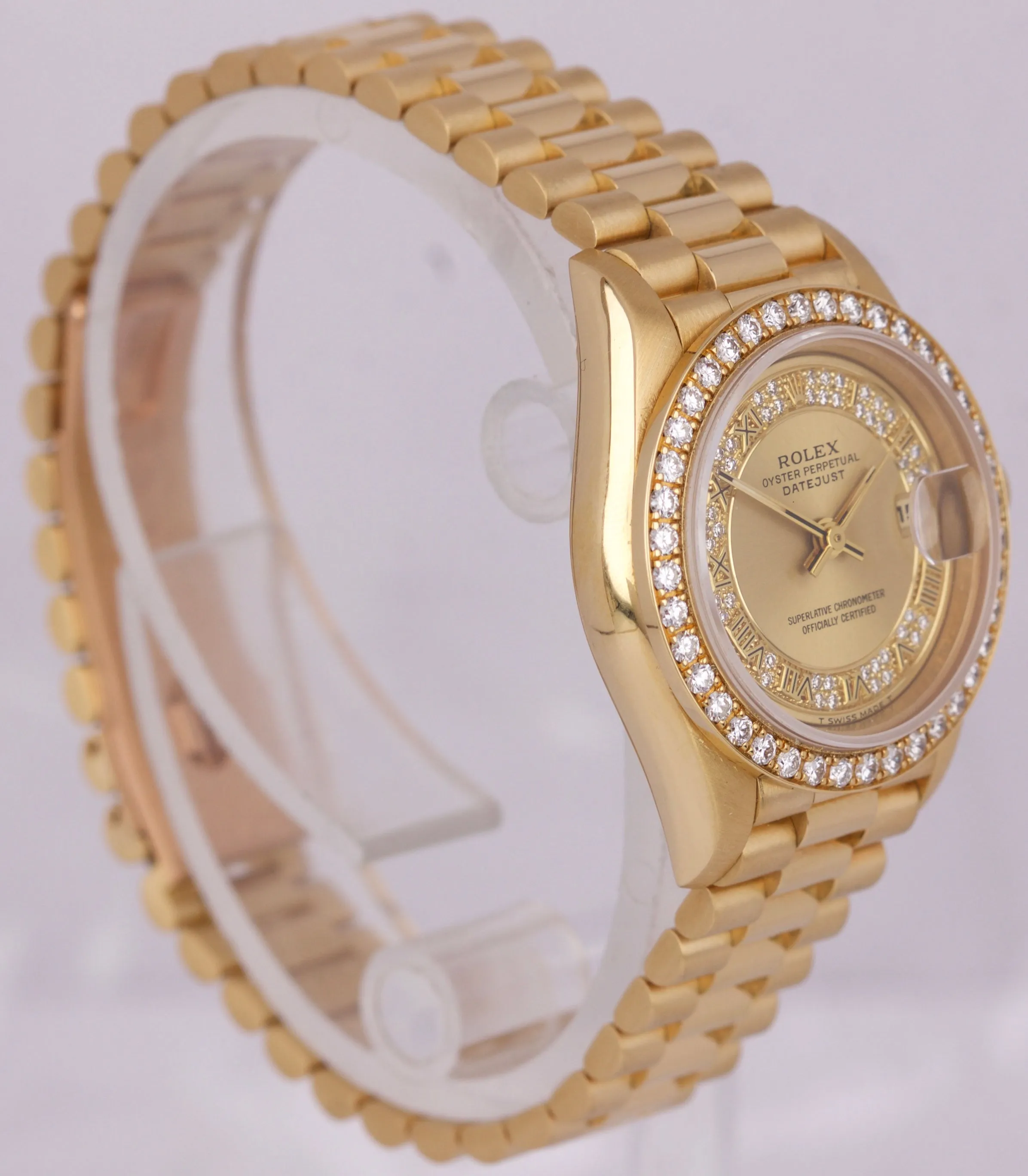 Rolex DateJust President 'Crown Collection' 26mm Diamond Yellow Gold Watch 69138