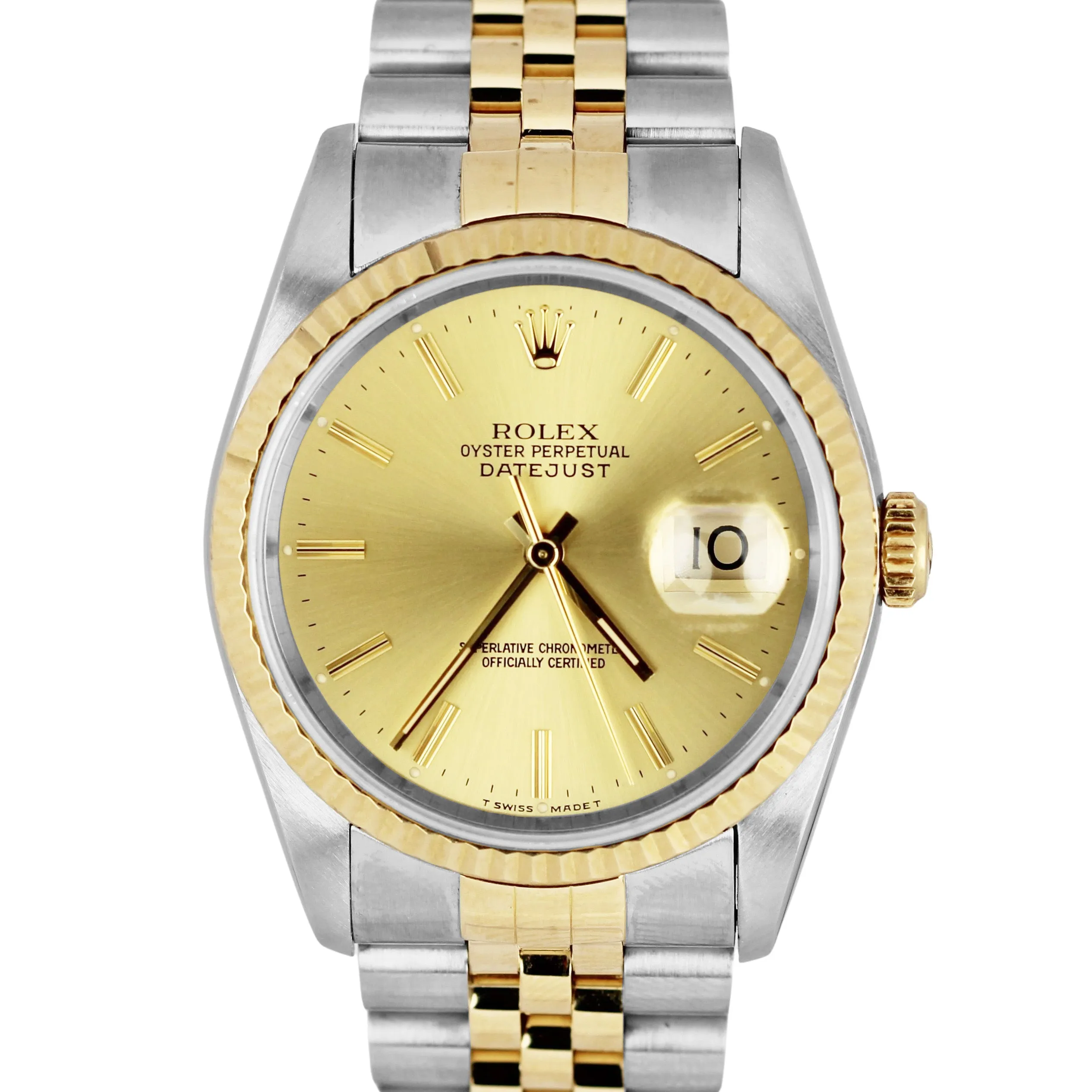 Rolex DateJust Two-Tone 18k Yellow Gold Stainless Champagne 36mm 16233 Watch