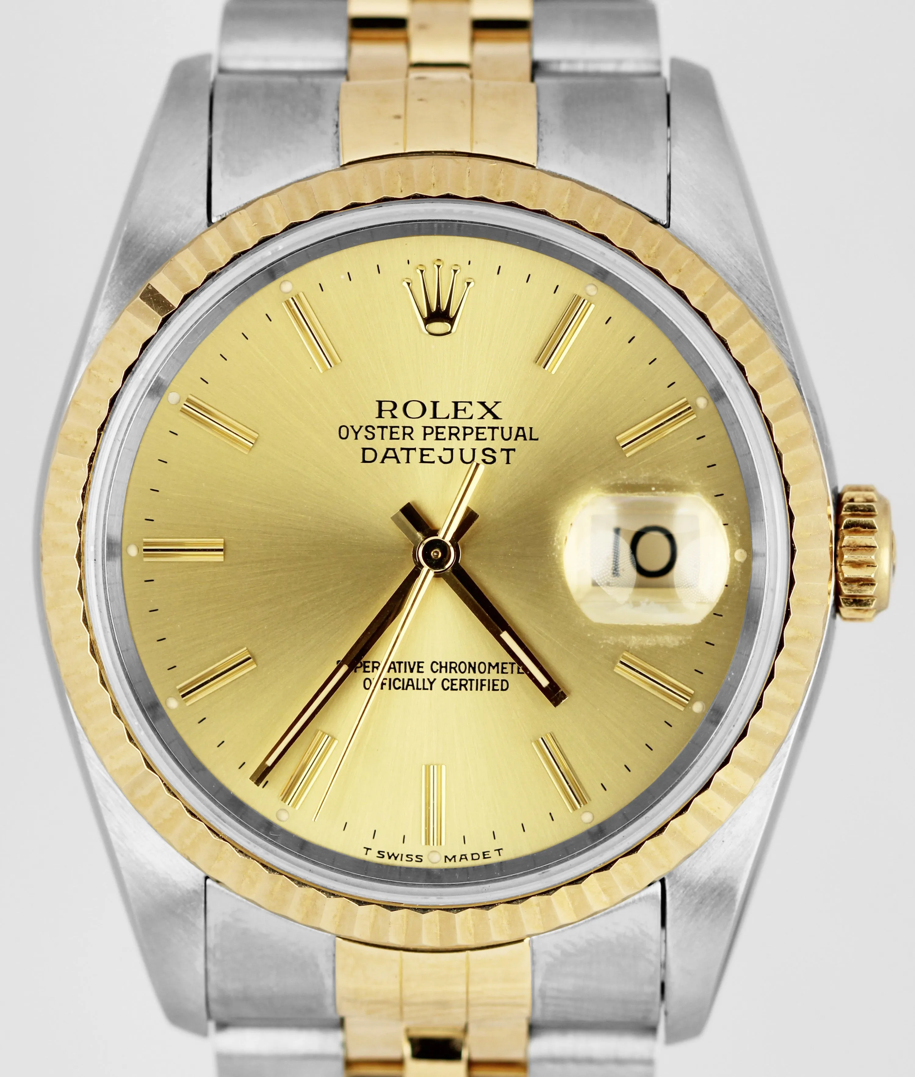 Rolex DateJust Two-Tone 18k Yellow Gold Stainless Champagne 36mm 16233 Watch