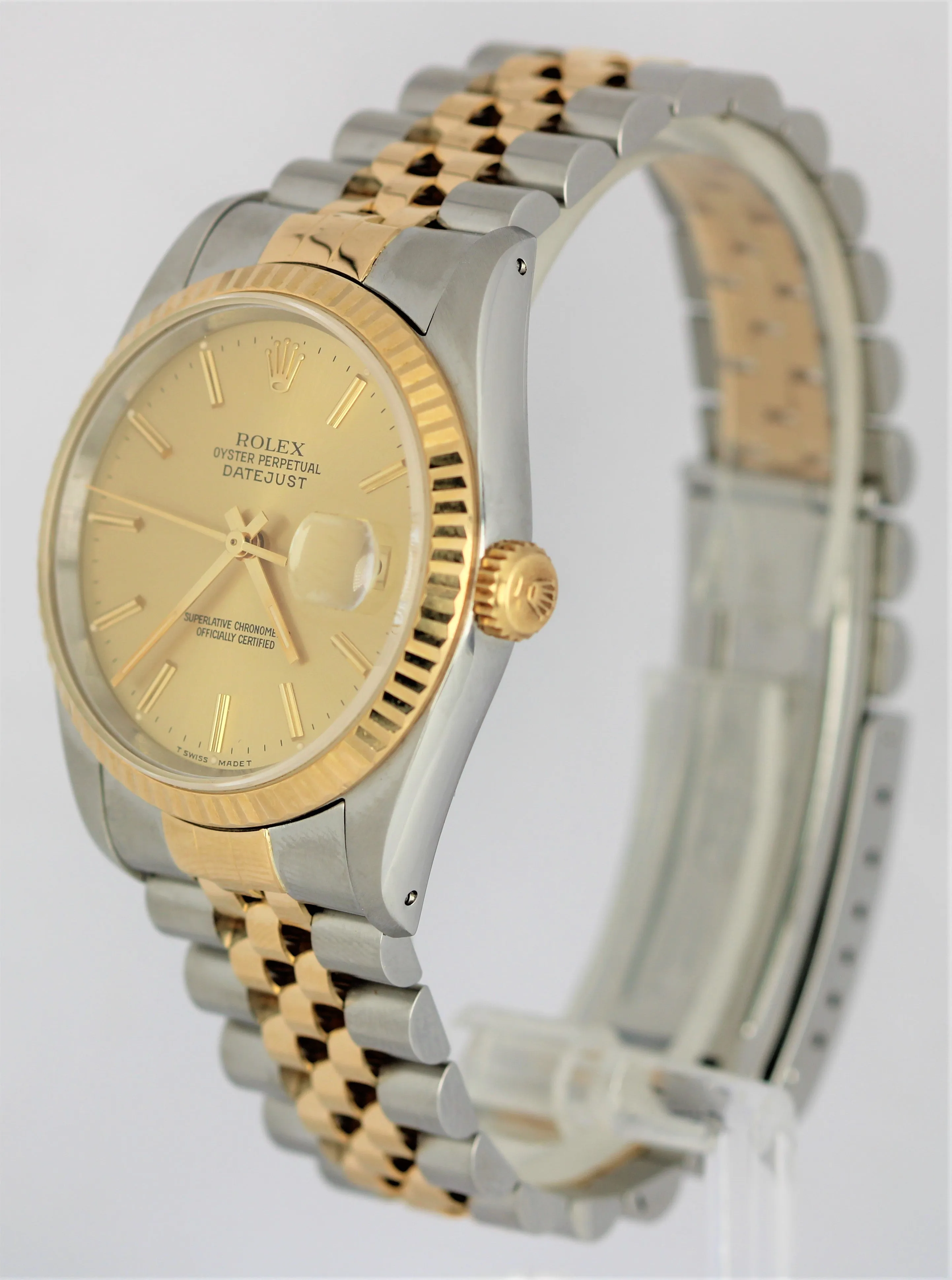 Rolex DateJust Two-Tone 18k Yellow Gold Stainless Champagne 36mm 16233 Watch
