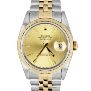Rolex DateJust Two-Tone 18k Yellow Gold Stainless Champagne 36mm 16233 Watch