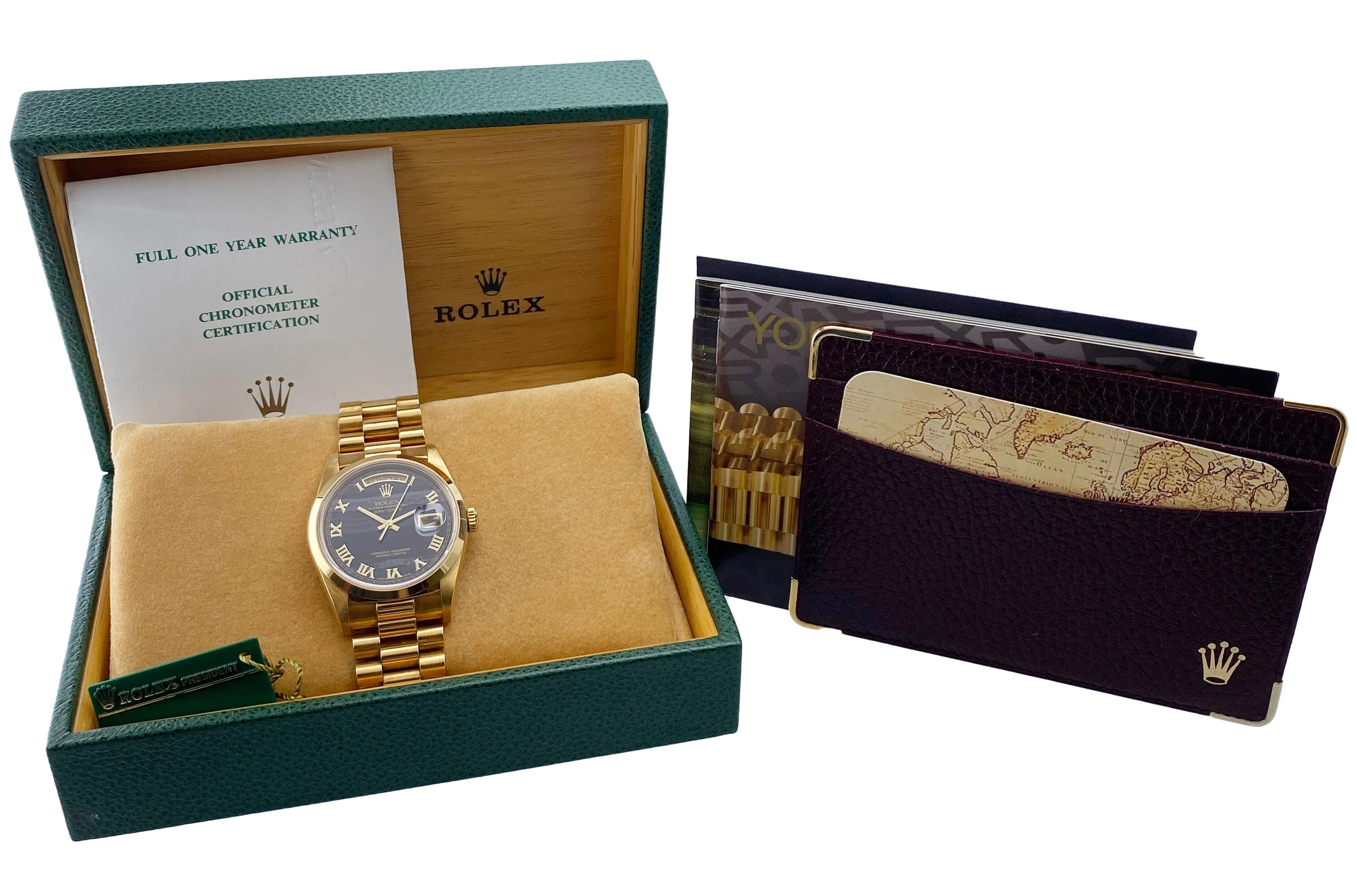 Rolex Day-Date 18208 Ferrite Dial Yellow Gold Mens Watch Box Papers