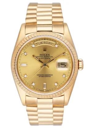 Rolex Day Date 18238 Diamond Champagne Dial Mens Watch
