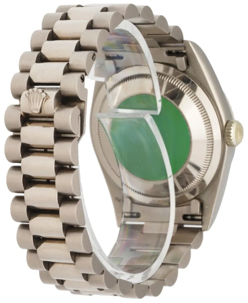 Rolex Day Date 18239 18K White Gold Wood Dial Men's Watch Mint