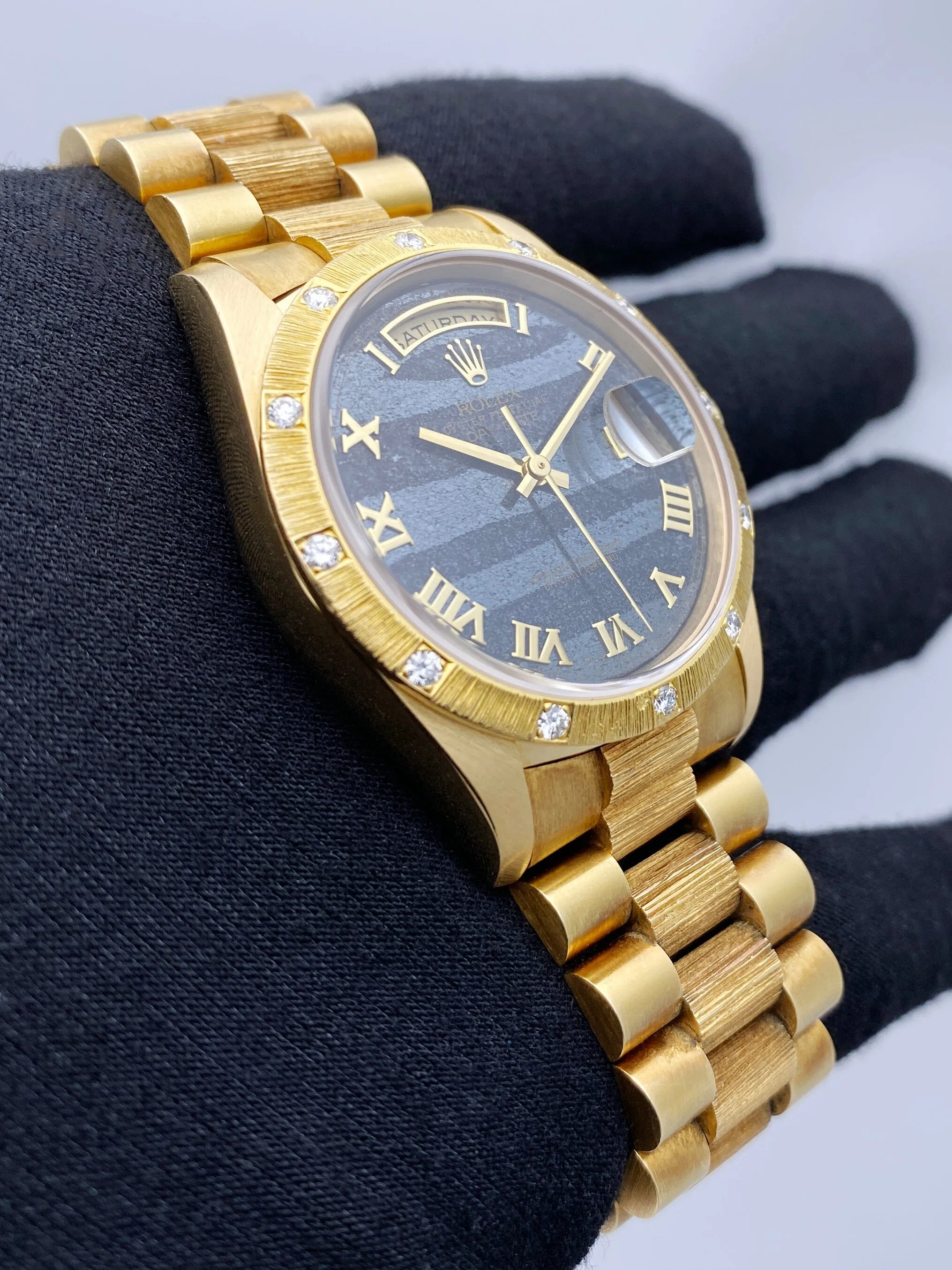 Rolex Day Date 18308 Ferrite Dial Diamond Mens Watch