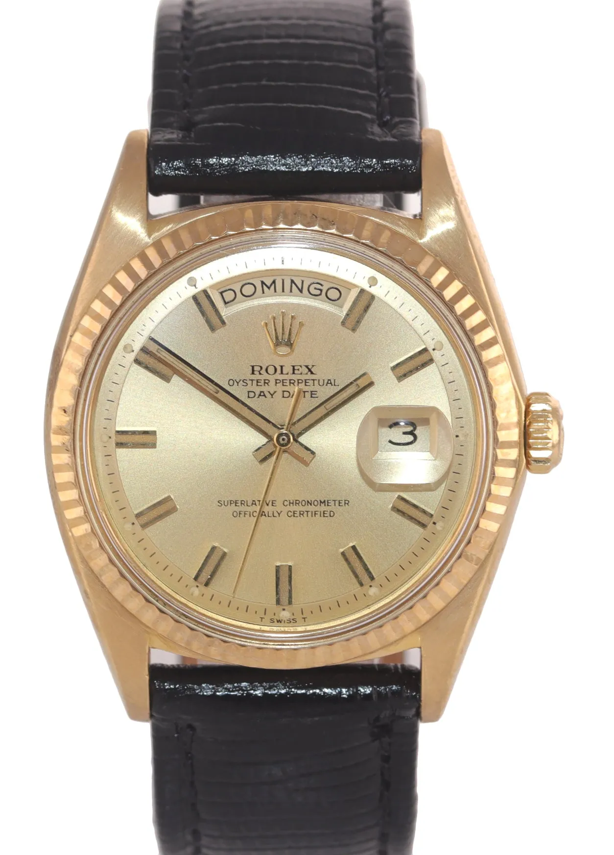 Rolex Day-Date President Champagne 36mm 1803 18K Yellow Gold Leather Watch