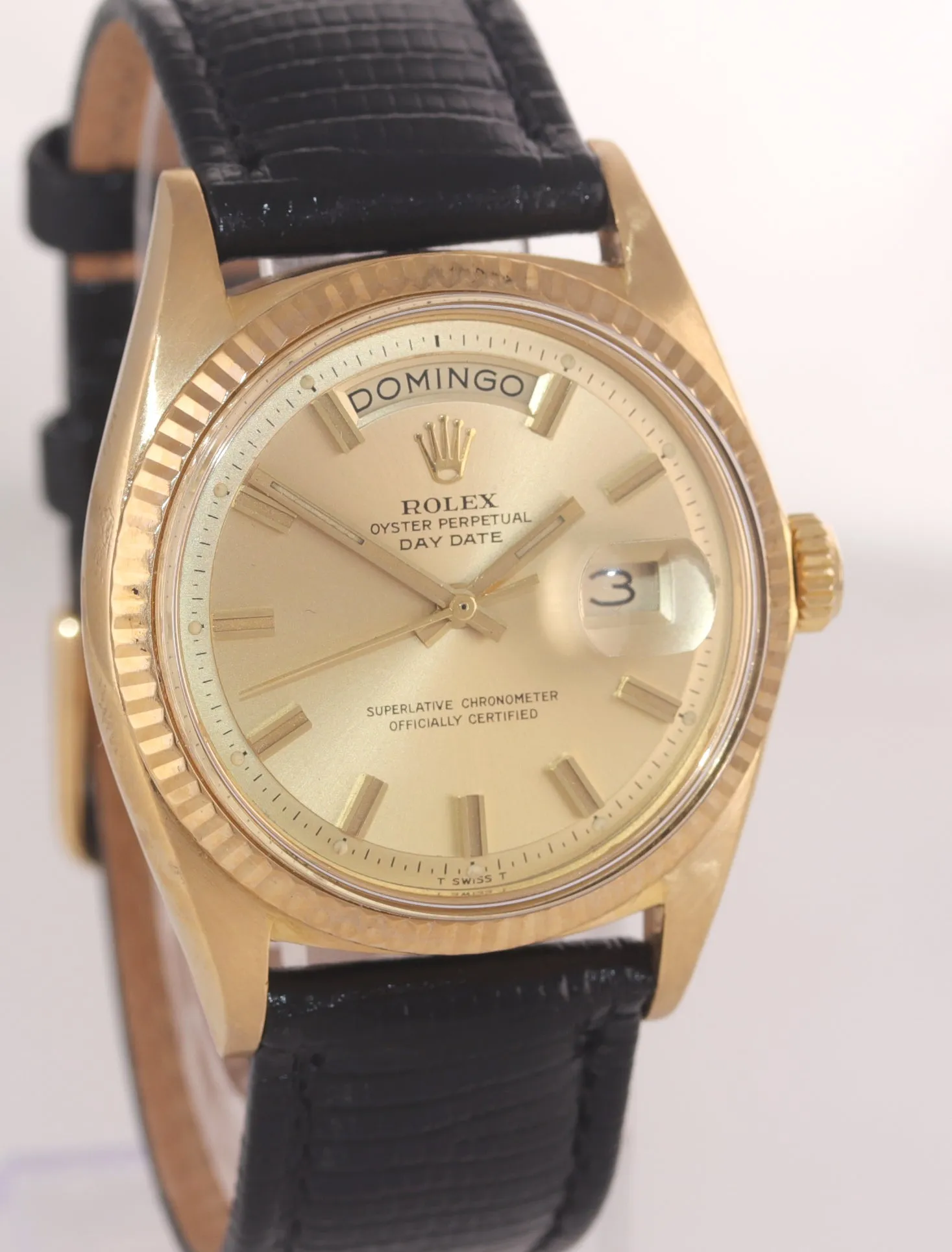 Rolex Day-Date President Champagne 36mm 1803 18K Yellow Gold Leather Watch