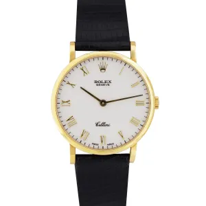 Rolex Geneve Cellini Classic 32mm White Ivory Jubilee 18K Yellow Gold Watch 5112