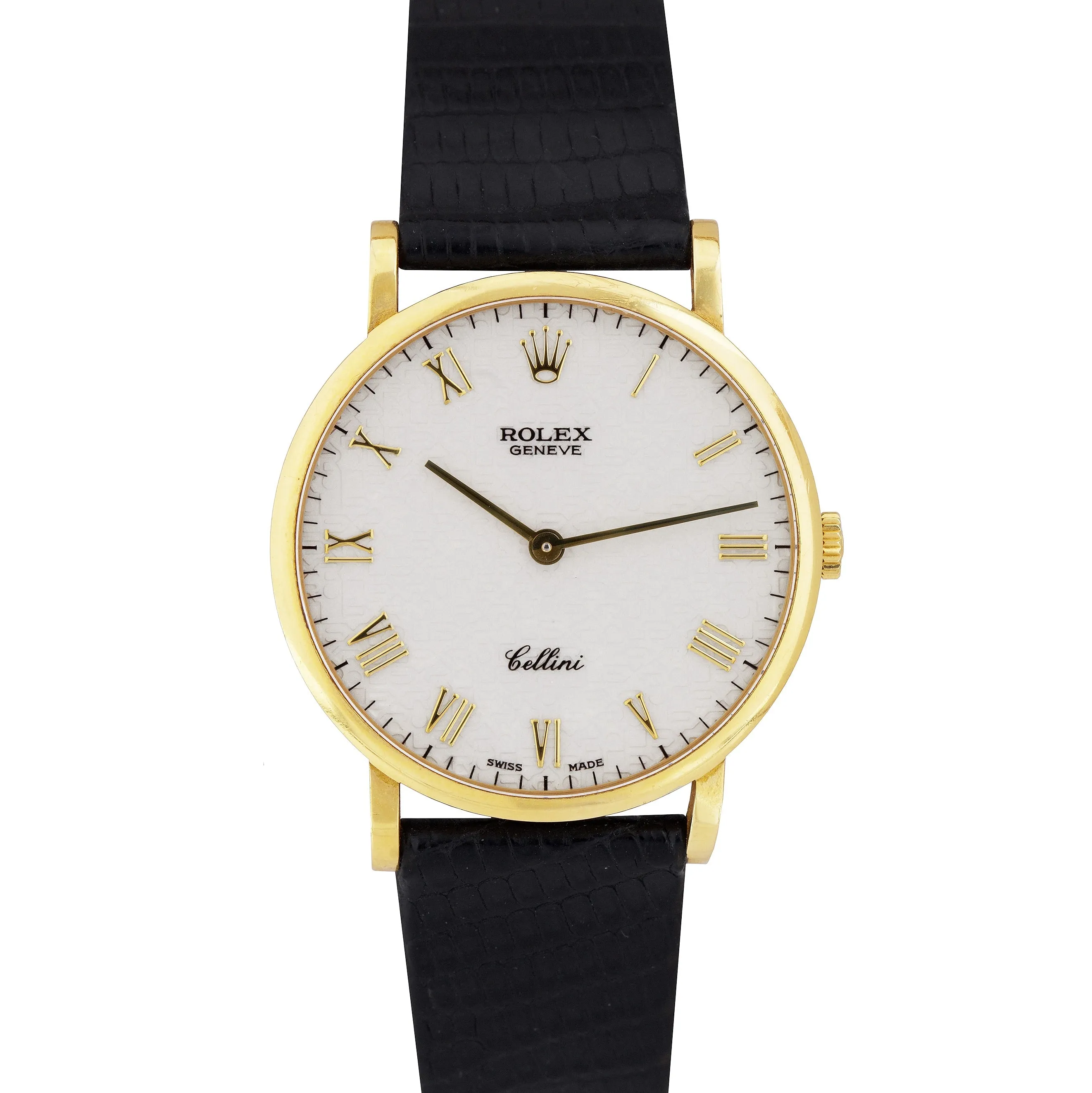 Rolex Geneve Cellini Classic 32mm White Ivory Jubilee 18K Yellow Gold Watch 5112