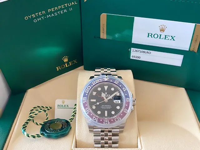 Rolex GMT-Master II 126710BLRO Pepsi Stainless Steel 40mm Watch, Unworn Full Set