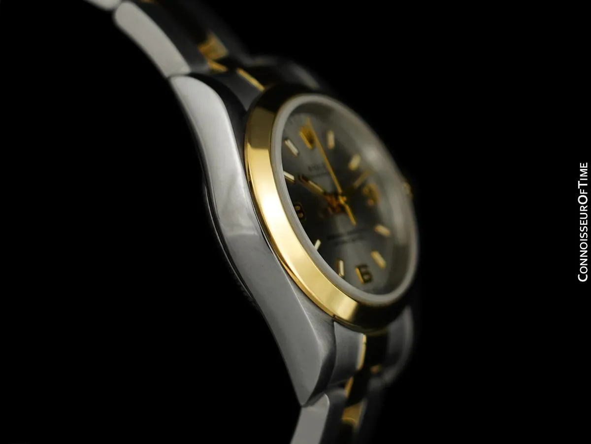 Rolex Ladies 2-Tone Oyster Perpetual, Gray Baton Dial - 18K Gold & Stainless Steel