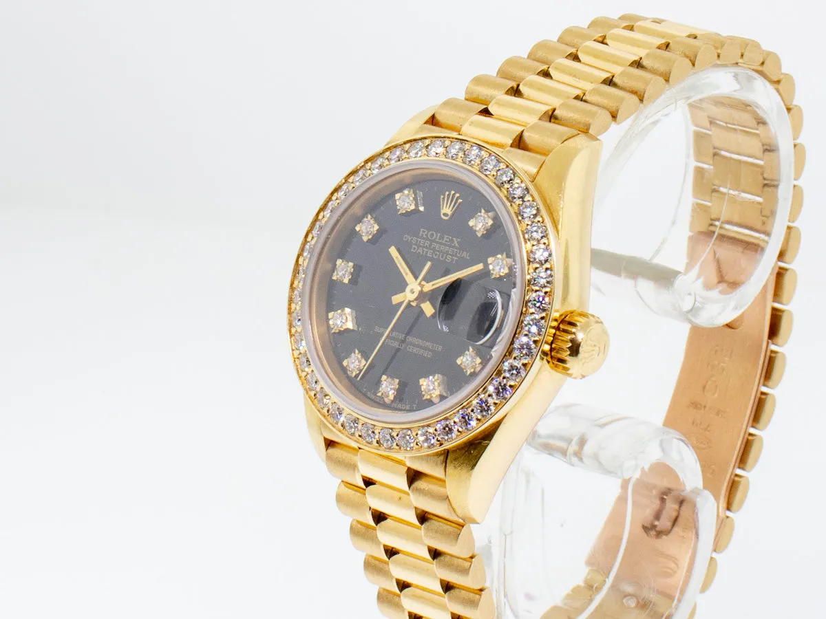Rolex Lady-Datejust 26mm Yellow Gold Black Diamond Dial & Bezel 79178