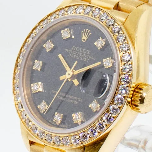 Rolex Lady-Datejust 26mm Yellow Gold Black Diamond Dial & Bezel 79178