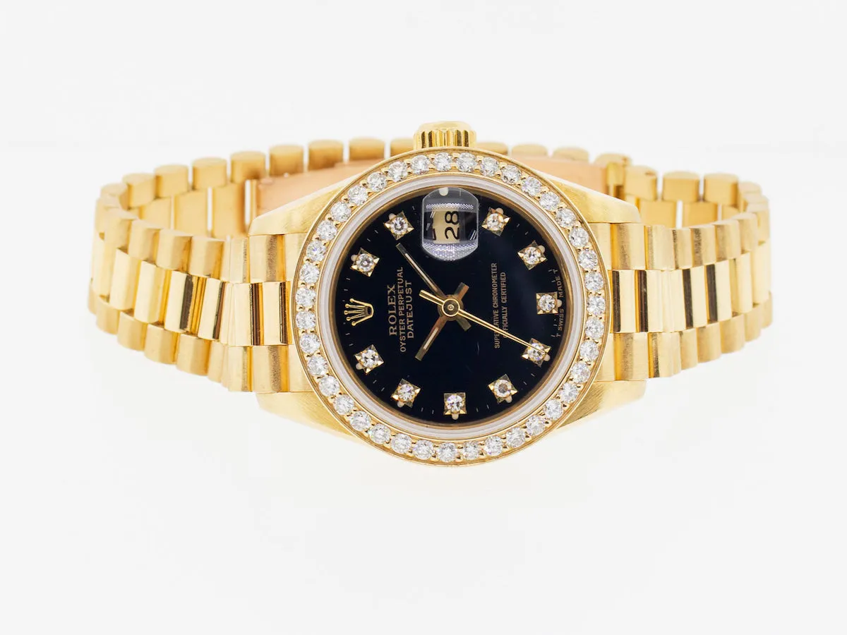 Rolex Lady-Datejust 26mm Yellow Gold Black Diamond Dial & Bezel 79178