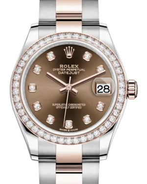 Rolex Lady-Datejust 31 Rose Gold/Steel Chocolate Diamond Dial & Diamond Bezel Oyster Bracelet 278381RBR