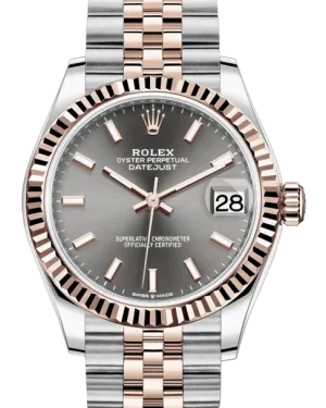Rolex Lady-Datejust 31 Rose Gold/Steel Rhodium Index Dial & Fluted Bezel Jubilee Bracelet 278271 - NEW
