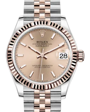 Rolex Lady-Datejust 31 Rose Gold/Steel Rose Index Dial & Fluted Bezel Jubilee Bracelet 278271 - NEW