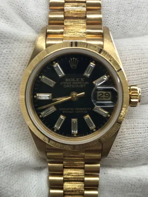 Rolex Lady President Bark 69278 Custom Baguette Diamond Dial Automatic Women's Watch