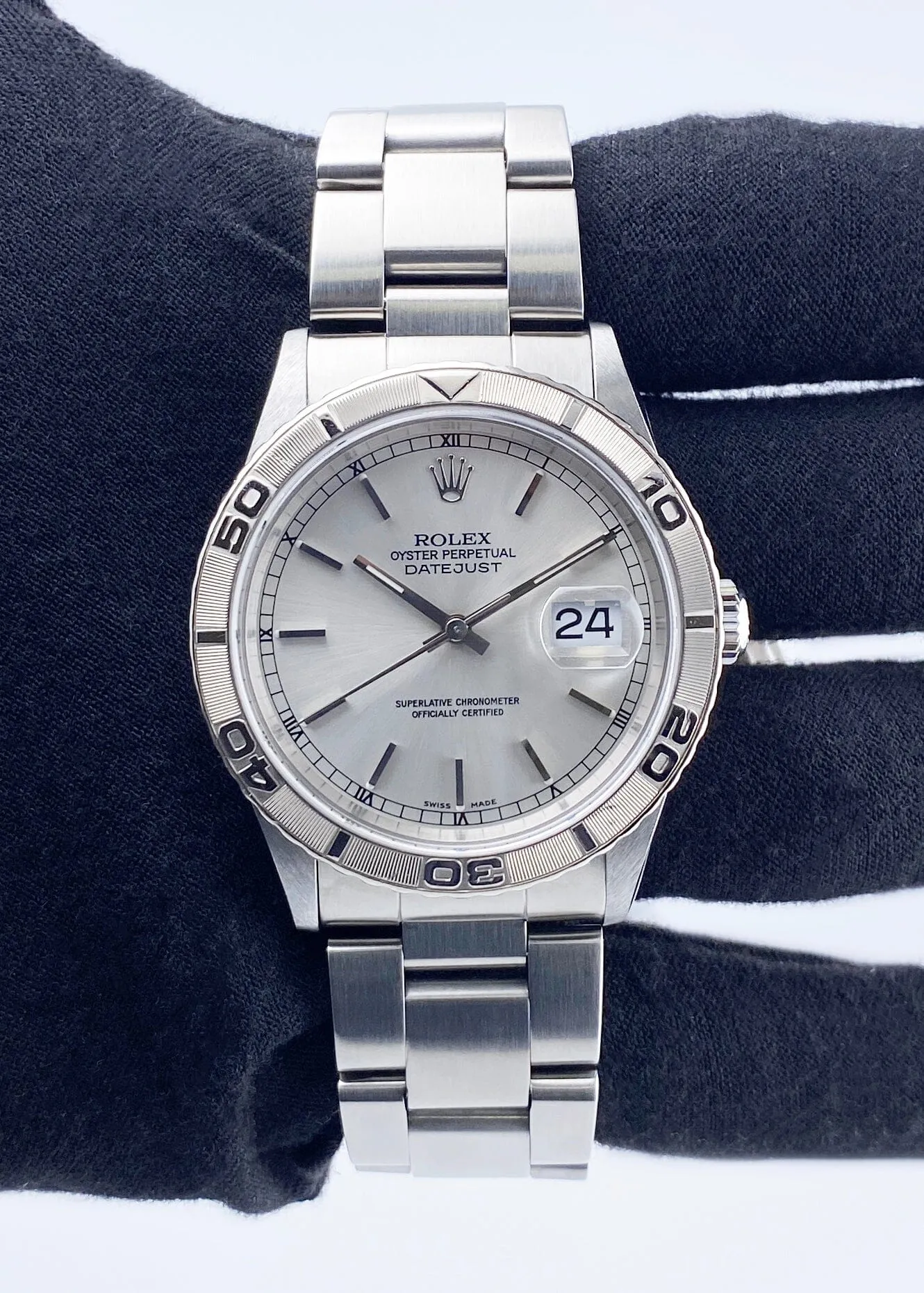 Rolex Oyster Datejust Turn-O-Graph 16264 Silver Dial Mens Watch