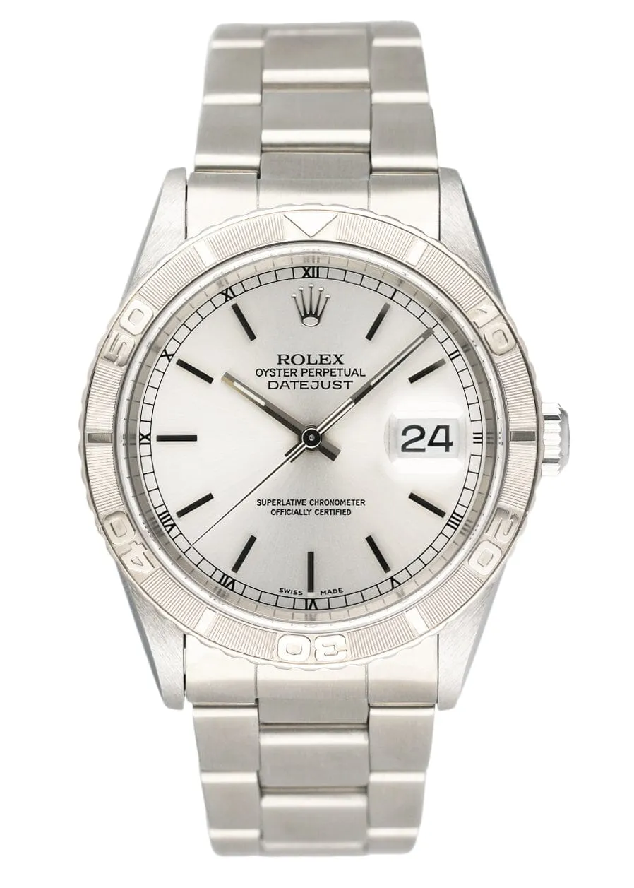 Rolex Oyster Datejust Turn-O-Graph 16264 Silver Dial Mens Watch