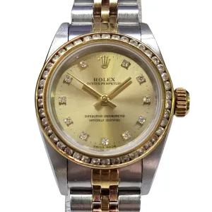 Rolex Ref: 67193 Oyster Perpetual Diamond Dial Half Gold Automatic Watch 24mm